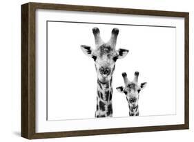 Safari Profile Collection - Portrait of Giraffe and Baby White Edition VI-Philippe Hugonnard-Framed Photographic Print