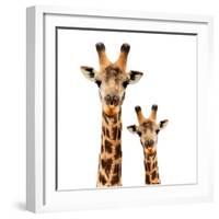 Safari Profile Collection - Portrait of Giraffe and Baby White Edition-Philippe Hugonnard-Framed Photographic Print