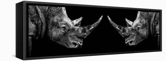 Safari Profile Collection - Rhinos Face to Face Black Edition II-Philippe Hugonnard-Framed Stretched Canvas