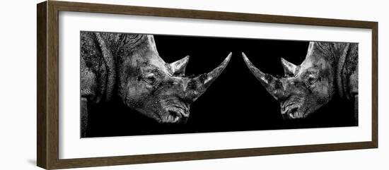Safari Profile Collection - Rhinos Face to Face Black Edition II-Philippe Hugonnard-Framed Photographic Print