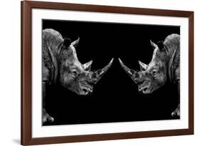 Safari Profile Collection - Rhinos Face to Face Black Edition-Philippe Hugonnard-Framed Photographic Print