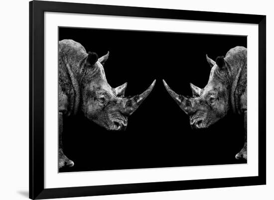 Safari Profile Collection - Rhinos Face to Face Black Edition-Philippe Hugonnard-Framed Photographic Print