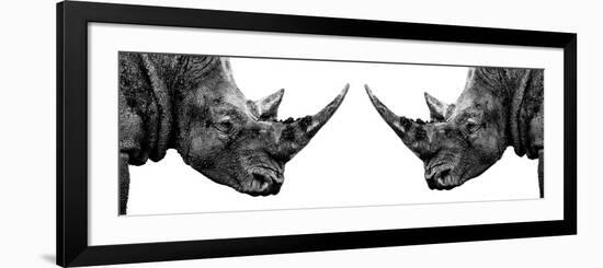 Safari Profile Collection - Rhinos Face to Face White Edition II-Philippe Hugonnard-Framed Photographic Print