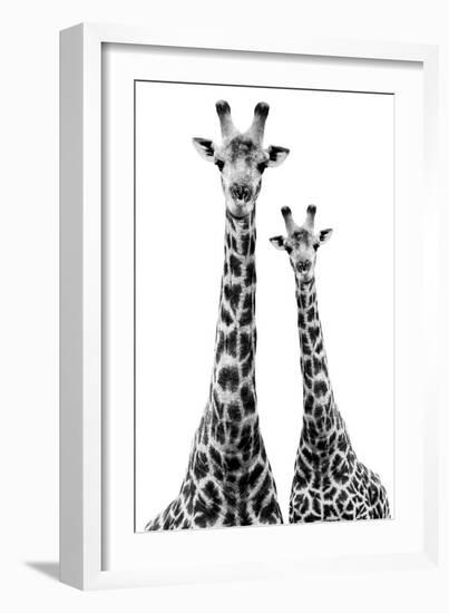 Safari Profile Collection - Two Giraffes White Edition II-Philippe Hugonnard-Framed Photographic Print