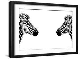 Safari Profile Collection - Zebras Face to Face White Edition-Philippe Hugonnard-Framed Photographic Print