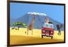 Safari Truck in African Savannah-Nikola Knezevic-Framed Art Print