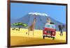 Safari Truck in African Savannah-Nikola Knezevic-Framed Art Print