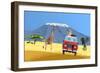 Safari Truck in African Savannah-Nikola Knezevic-Framed Premium Giclee Print