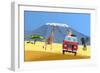 Safari Truck in African Savannah-Nikola Knezevic-Framed Premium Giclee Print