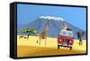 Safari Truck in African Savannah-Nikola Knezevic-Framed Stretched Canvas