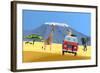 Safari Truck in African Savannah-Nikola Knezevic-Framed Art Print