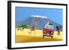 Safari Truck in African Savannah-Nikola Knezevic-Framed Art Print