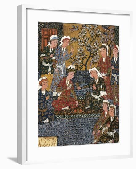 Safavid Persian Prince at Court, Miniature from a Persian Manuscript, 1650-null-Framed Giclee Print