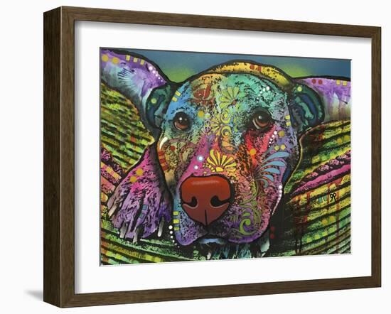 Safe and Sound, Dogs, Animals, Pets, Laying in bed, Stencils, Pop Art-Russo Dean-Framed Giclee Print