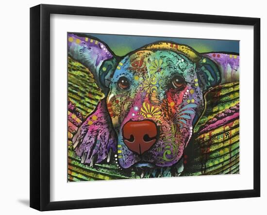 Safe and Sound, Dogs, Animals, Pets, Laying in bed, Stencils, Pop Art-Russo Dean-Framed Giclee Print