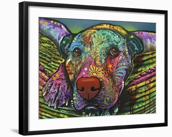 Safe and Sound, Dogs, Animals, Pets, Laying in bed, Stencils, Pop Art-Russo Dean-Framed Giclee Print
