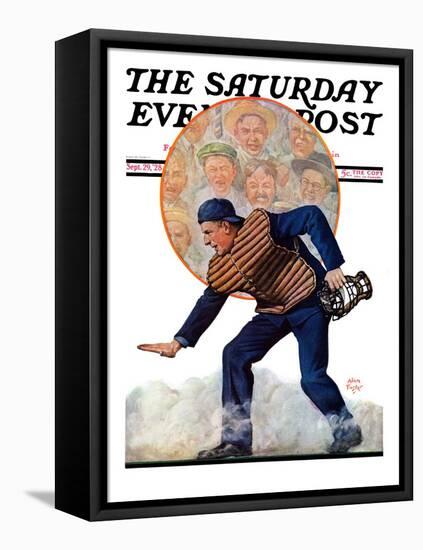 "Safe at the Plate," Saturday Evening Post Cover, September 29, 1928-Alan Foster-Framed Stretched Canvas