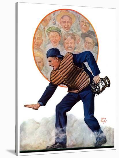"Safe at the Plate,"September 29, 1928-Alan Foster-Stretched Canvas