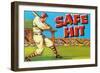 Safe Hit, Baseball Illustration-null-Framed Art Print