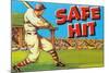 Safe Hit, Baseball Illustration-null-Mounted Art Print