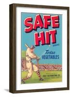 Safe Hit Vegetable Crate Label-null-Framed Art Print