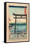 Sagami Enoshima Iriguchi-Utagawa Hiroshige-Framed Stretched Canvas