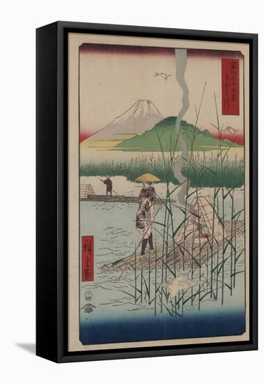 Sagami River-Ando Hiroshige-Framed Stretched Canvas