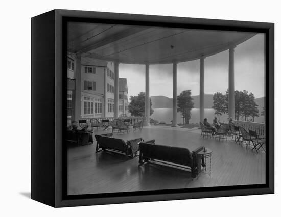 Sagamore Hotel Porch Overlooking Lake George-null-Framed Stretched Canvas