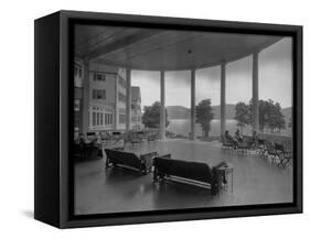 Sagamore Hotel Porch Overlooking Lake George-null-Framed Stretched Canvas