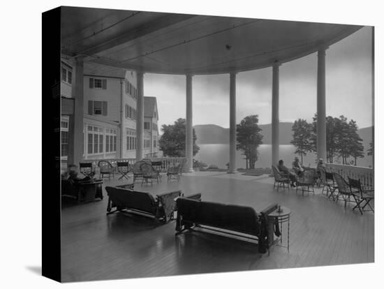 Sagamore Hotel Porch Overlooking Lake George-null-Stretched Canvas