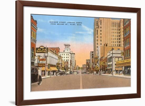 Saginaw Street, Flint, Michigan-null-Framed Premium Giclee Print