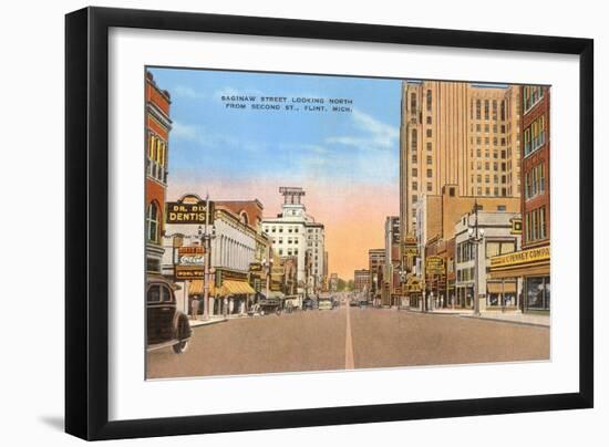 Saginaw Street, Flint, Michigan-null-Framed Art Print