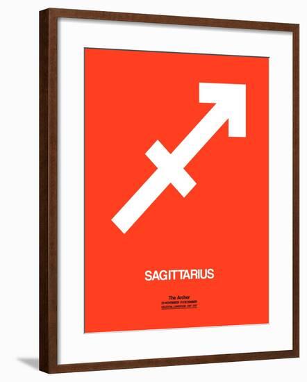 Sagittarius Zodiac Sign White on Orange-NaxArt-Framed Art Print