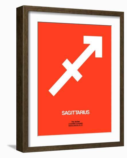 Sagittarius Zodiac Sign White on Orange-NaxArt-Framed Art Print