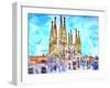 Sagrada Famila in Barcelona with Blue Sky-Markus Bleichner-Framed Art Print