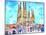 Sagrada Famila in Barcelona with Blue Sky-Markus Bleichner-Mounted Art Print