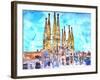 Sagrada Famila in Barcelona with Blue Sky-Markus Bleichner-Framed Art Print