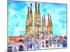 Sagrada Famila in Barcelona with Blue Sky-Markus Bleichner-Mounted Art Print