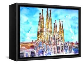 Sagrada Famila in Barcelona with Blue Sky-Markus Bleichner-Framed Stretched Canvas