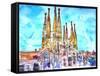 Sagrada Famila in Barcelona with Blue Sky-Markus Bleichner-Framed Stretched Canvas