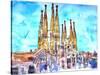 Sagrada Famila in Barcelona with Blue Sky-Markus Bleichner-Stretched Canvas