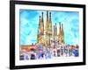 Sagrada Famila in Barcelona with Blue Sky-Markus Bleichner-Framed Art Print