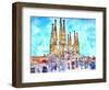 Sagrada Famila in Barcelona with Blue Sky-Markus Bleichner-Framed Art Print