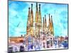 Sagrada Famila in Barcelona with Blue Sky-Markus Bleichner-Mounted Art Print