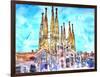 Sagrada Famila in Barcelona with Blue Sky-Markus Bleichner-Framed Art Print