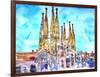 Sagrada Famila in Barcelona with Blue Sky-Markus Bleichner-Framed Art Print