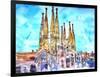 Sagrada Famila in Barcelona with Blue Sky-Markus Bleichner-Framed Art Print