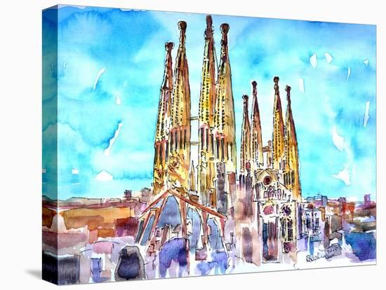 Sagrada Famila in Barcelona with Blue Sky-Markus Bleichner-Stretched Canvas