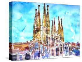 Sagrada Famila in Barcelona with Blue Sky-Markus Bleichner-Stretched Canvas