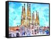 Sagrada Famila in Barcelona with Blue Sky-Markus Bleichner-Framed Stretched Canvas